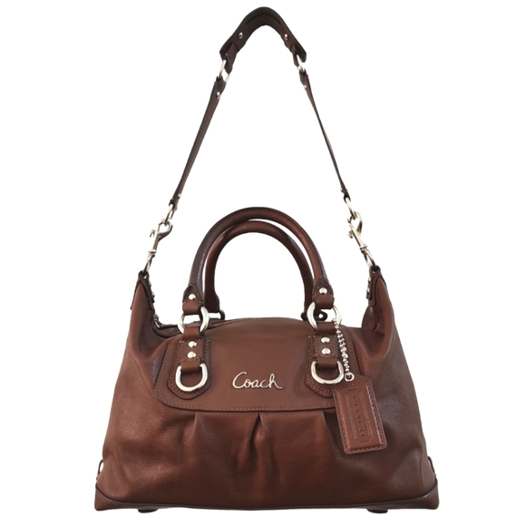 COACH Ashley Sabrina Pleated Convertible Satchel Duffle Bag Walnut F15445 - Picture 12 of 16